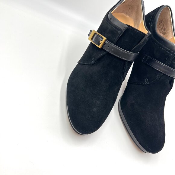 Franco Sarto Sabelle Black Suede Leather Booties Shooties Heels‎ Pumps Shoes - Picture 4 of 14